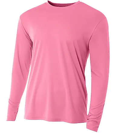 NB3165 A4 Youth Cooling Performance Long Sleeve Cr PINK front view