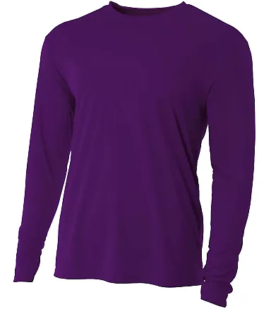 NB3165 A4 Youth Cooling Performance Long Sleeve Cr PURPLE front view