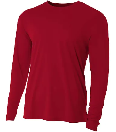 NB3165 A4 Youth Cooling Performance Long Sleeve Cr CARDINAL front view