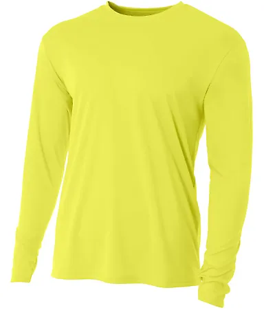 NB3165 A4 Youth Cooling Performance Long Sleeve Cr SAFETY YELLOW front view