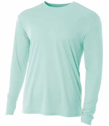 NB3165 A4 Youth Cooling Performance Long Sleeve Cr PASTEL MINT front view