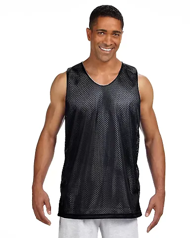 NF1270 A4 Adult Reversible Mesh Tank BLACK/ WHITE front view