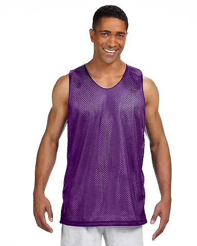 NF1270 A4 Adult Reversible Mesh Tank PURPLE/ WHITE front view