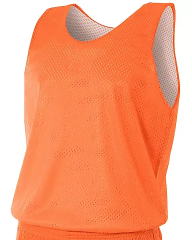 NF1270 A4 Adult Reversible Mesh Tank ORANGE/ WHITE front view
