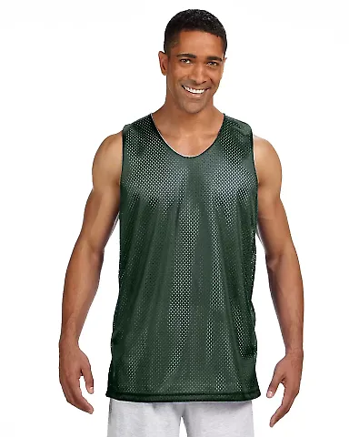 NF1270 A4 Adult Reversible Mesh Tank HUNTER/ WHITE front view