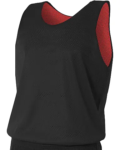 NF1270 A4 Adult Reversible Mesh Tank BLACK/ RED front view