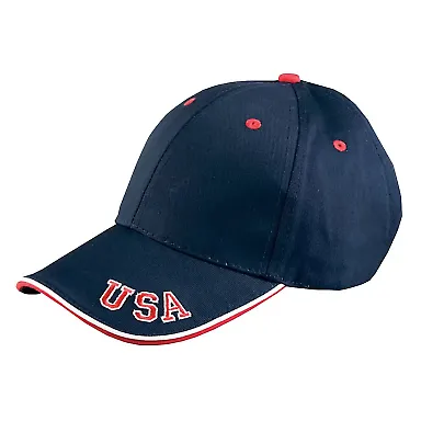NT102 Adams Cotton Twill National Cap NAVY/ RED/ WHITE front view