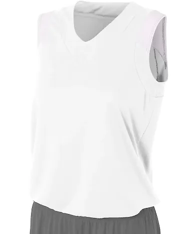 NW2340 A4 Moisture Management V-neck Muscle WHITE front view