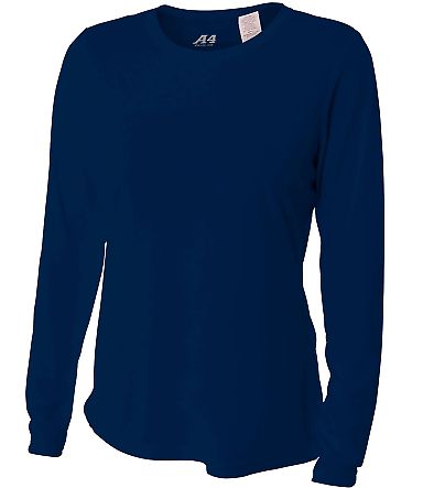 NW3002 A4 Women's Long Sleeve Cooling Performance in Navy front view