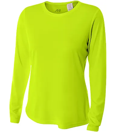 NW3002 A4 Women's Long Sleeve Cooling Performance  LIME front view
