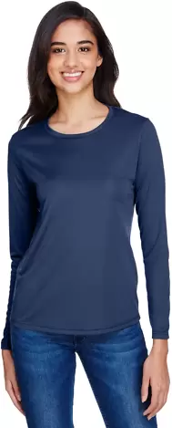 NW3002 A4 Women's Long Sleeve Cooling Performance  NAVY front view