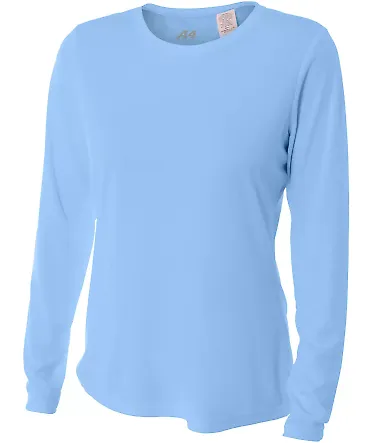 NW3002 A4 Women's Long Sleeve Cooling Performance  LIGHT BLUE front view