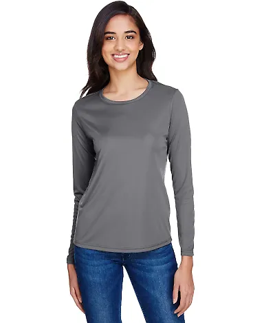 NW3002 A4 Women's Long Sleeve Cooling Performance  GRAPHITE front view