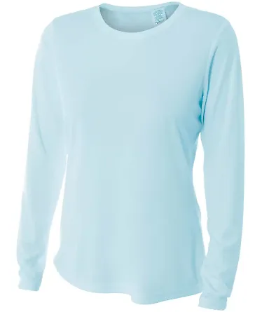 NW3002 A4 Women's Long Sleeve Cooling Performance  PASTEL BLUE front view