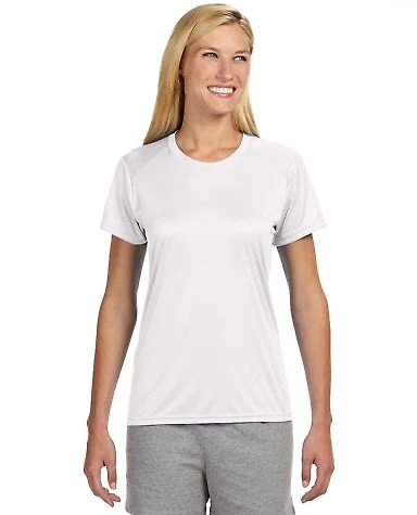 NW3201 A4 Women's Cooling Performance Crew T-Shirt in White front view