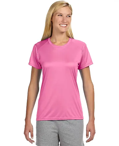 NW3201 A4 Women's Cooling Performance Crew T-Shirt PINK front view