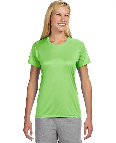 NW3201 A4 Women's Cooling Performance Crew T-Shirt LIME front view
