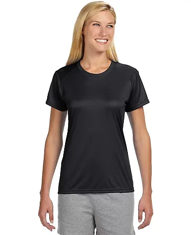 NW3201 A4 Women's Cooling Performance Crew T-Shirt BLACK front view