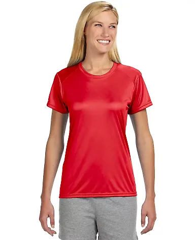 NW3201 A4 Women's Cooling Performance Crew T-Shirt SCARLET front view