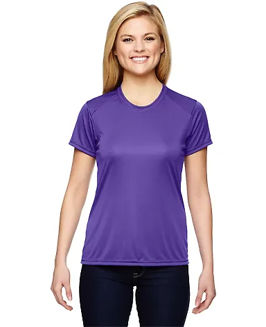 NW3201 A4 Women's Cooling Performance Crew T-Shirt PURPLE front view