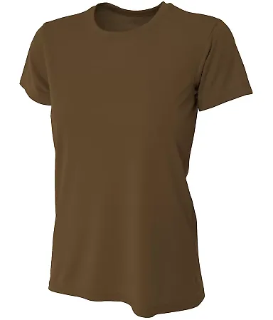 NW3201 A4 Women's Cooling Performance Crew T-Shirt BROWN front view
