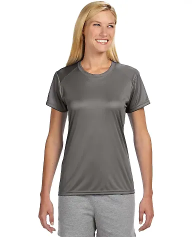NW3201 A4 Women's Cooling Performance Crew T-Shirt GRAPHITE front view