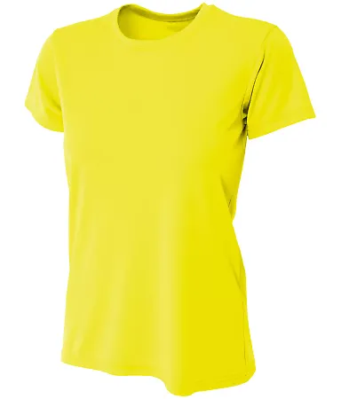 NW3201 A4 Women's Cooling Performance Crew T-Shirt SAFETY YELLOW front view