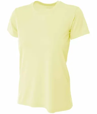 NW3201 A4 Women's Cooling Performance Crew T-Shirt LIGHT YELLOW front view