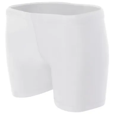 NW5313 A4 Women's 4" Compression Short WHITE front view