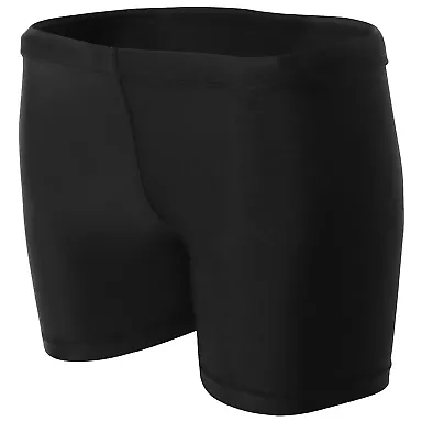 NW5313 A4 Women's 4" Compression Short BLACK front view