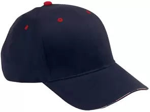 PA102 Adams Brushed Cotton Twill Patriot Cap NAVY/ RED front view