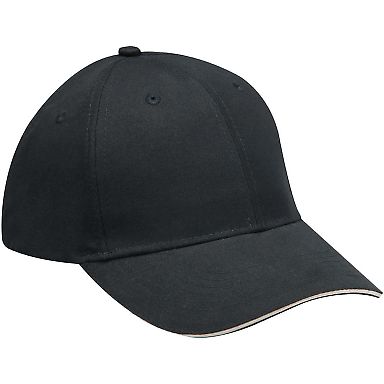 PE102 Adams Polyester Performer Cap in Black/ khaki front view