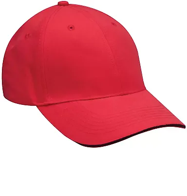 PE102 Adams Polyester Performer Cap in Red/ black front view