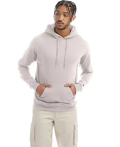Champion S700 Logo 50/50 Pullover Hoodie in Body blush front view