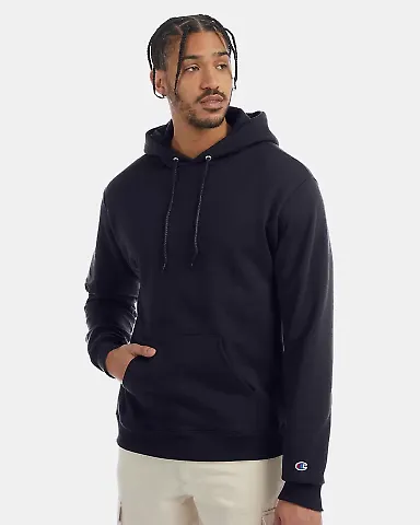 Champion S700 Logo 50/50 Pullover Hoodie in Navy front view