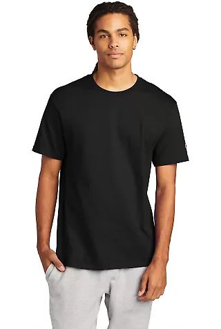 T425 Champion Adult Short-Sleeve T-Shirt T525C in Black front view