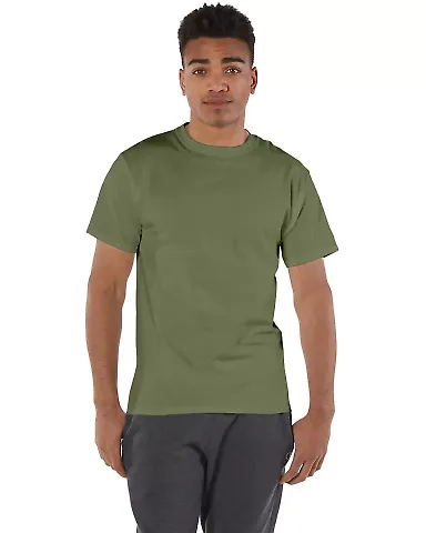 T425 Champion Adult Short-Sleeve T-Shirt T525C in Fresh olive front view