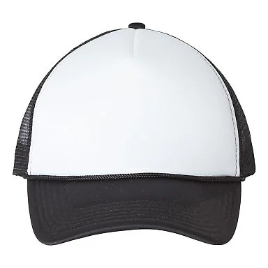 VC700 - Valucap - Foam Trucker Cap White/ Black front view