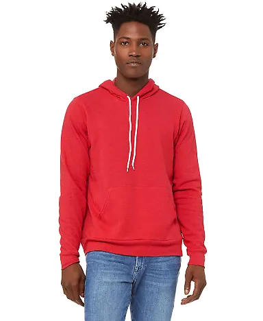 BELLA+CANVAS 3719 Unisex Cotton/Polyester Pullover in Heather red front view