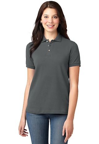 L420 Port Authority® - Ladies Pique Knit Polo in Steel grey front view