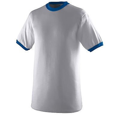 710 Augusta Sportswear Ringer T-Shirt in Athletic heather/ royal front view
