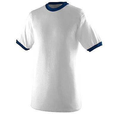 710 Augusta Sportswear Ringer T-Shirt in White/ navy front view