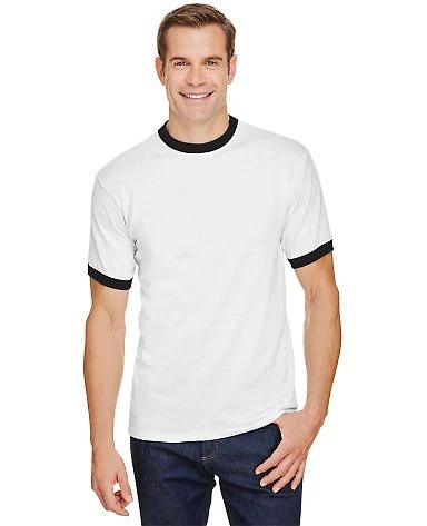 710 Augusta Sportswear Ringer T-Shirt in White/ black front view