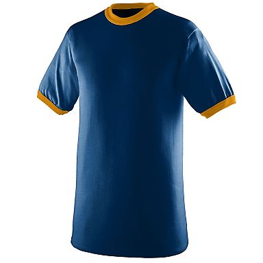 710 Augusta Sportswear Ringer T-Shirt in Navy/ gold front view