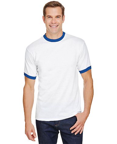 710 Augusta Sportswear Ringer T-Shirt in White/ royal front view