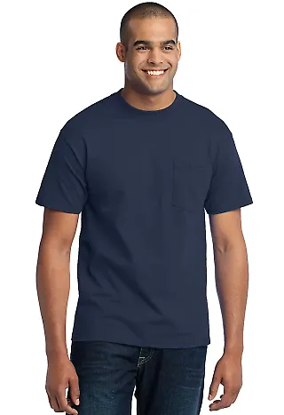 Port & Company Tall 50/50 T-Shirt with Pocket PC55 Navy front view