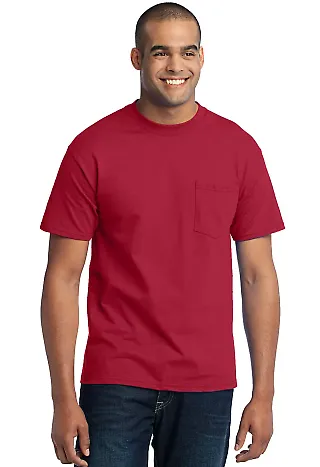 Port & Company Tall 50/50 T-Shirt with Pocket PC55 Red front view