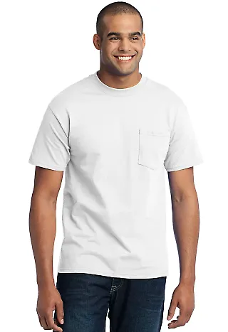 Port & Company Tall 50/50 T-Shirt with Pocket PC55 White front view