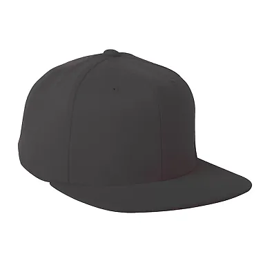110F Flexfit Wool Blend Flat Bill Snapback Cap  in Black front view