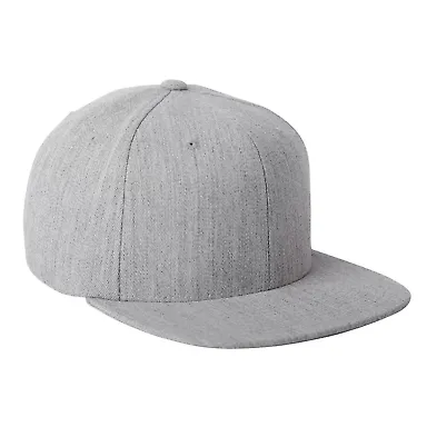 110F Flexfit Wool Blend Flat Bill Snapback Cap in Heather grey front view